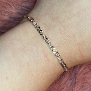 Dainty twisted sterling silver bracelet, 7 inches